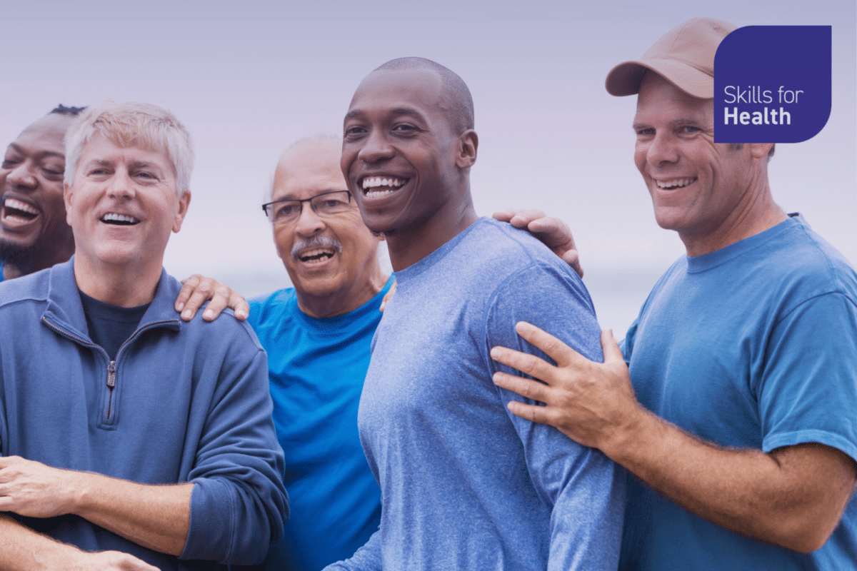 Men smiling together