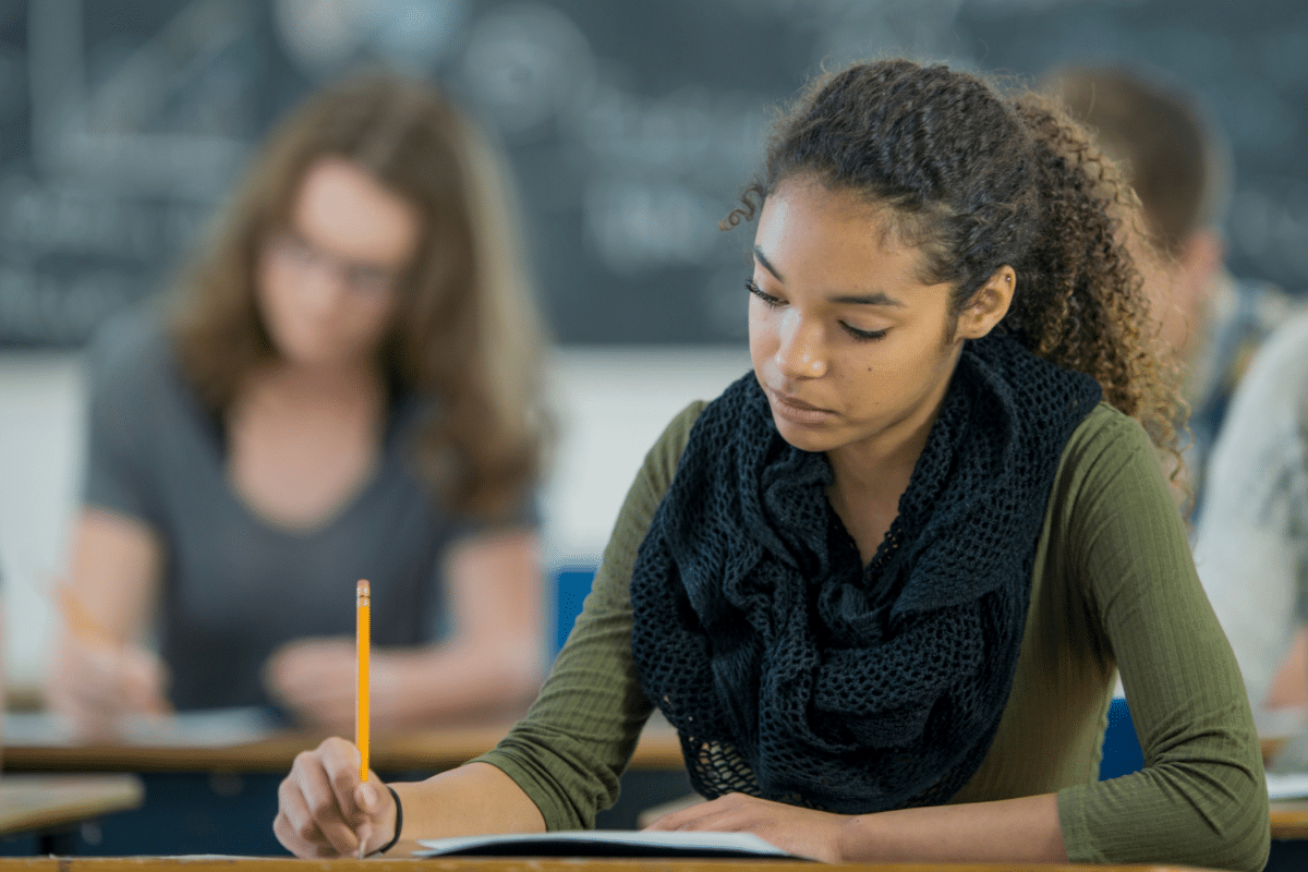 Woman doing a written assessment