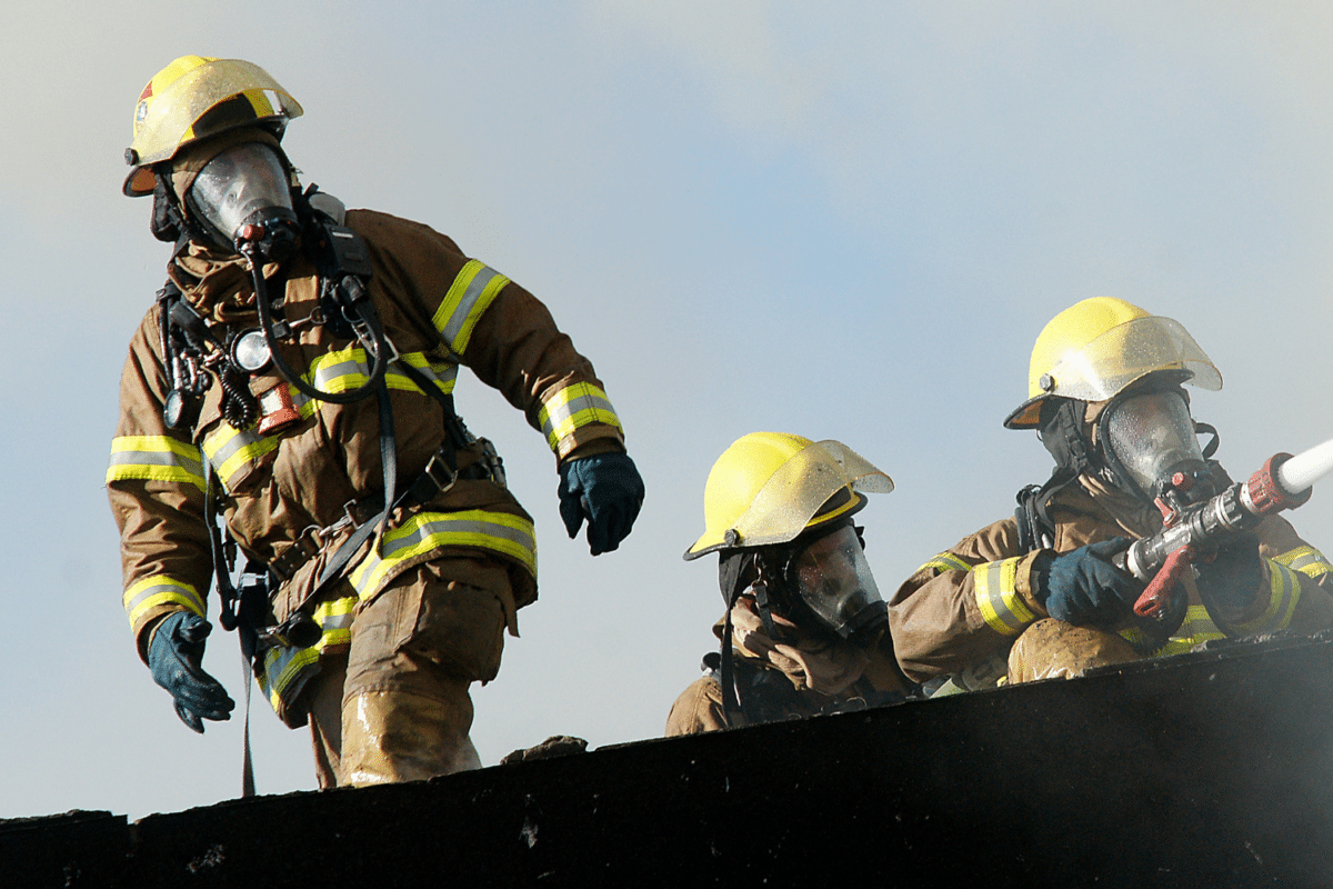 Firefighters working